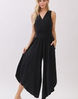 V-NECK SMOCKED WAIST JUMPSUIT