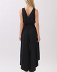 V-NECK SMOCKED WAIST JUMPSUIT