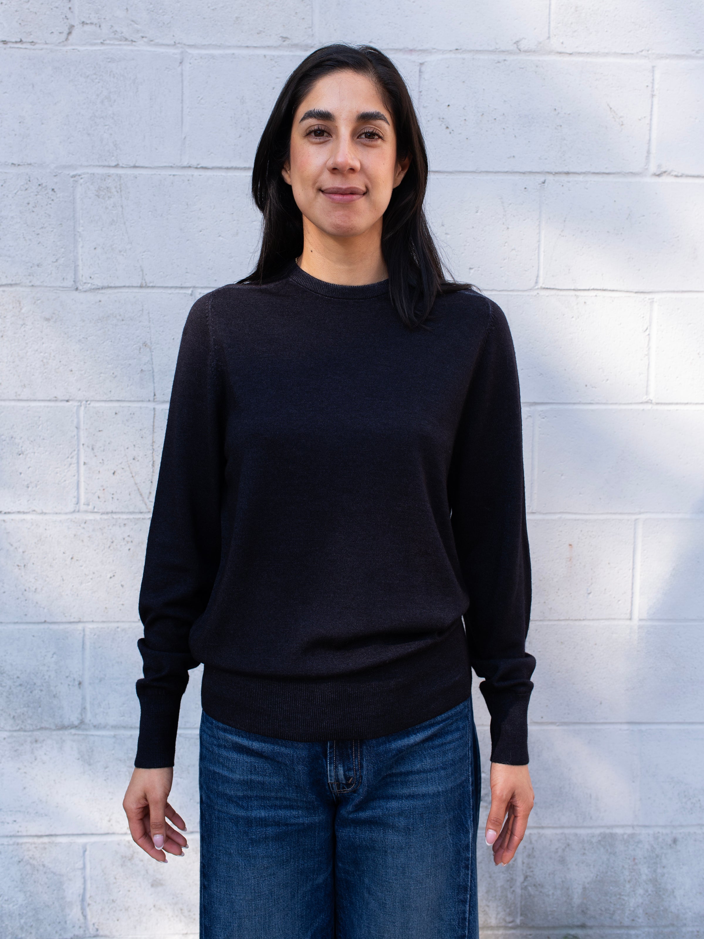 VINTAGE LONG SLEEVE XFINE MERINO BOYFRIEND CREW SWEATER
