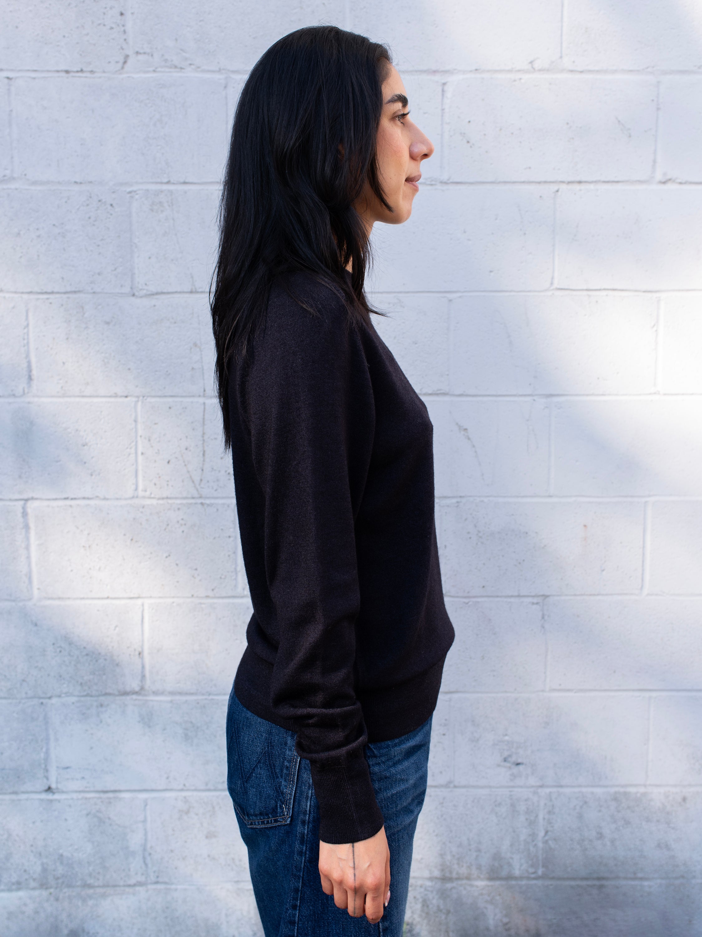 VINTAGE LONG SLEEVE XFINE MERINO BOYFRIEND CREW SWEATER