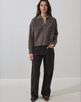 SUPERFINE WOOL RELAXED CABLE POLO SWEATER