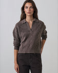 SUPERFINE WOOL RELAXED CABLE POLO SWEATER
