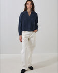 SUPERFINE WOOL RELAXED CABLE POLO SWEATER