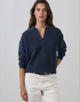 SUPERFINE WOOL RELAXED CABLE POLO SWEATER