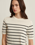 SHORT SLEEVE COTTON CUPRO STRIPE SWEATER