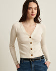 COTTON CUPRO RIB CARDIGAN