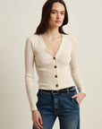 COTTON CUPRO RIB CARDIGAN