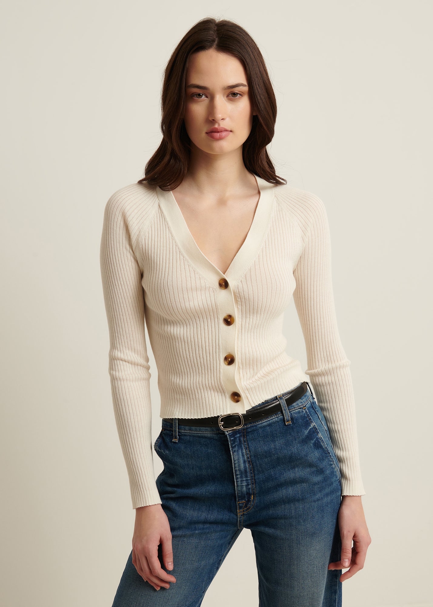 COTTON CUPRO RIB CARDIGAN