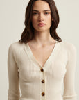 COTTON CUPRO RIB CARDIGAN