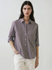 LONG SLEEVE COTTON BOYFRIEND STRIPED POCKET SHIRT