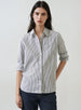 LONG SLEEVE COTTON BOYFRIEND STRIPED POCKET SHIRT