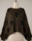 SKULL PRINT PULLOVER SWEATER