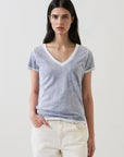 SHORT SLEEVE PIMA CLASSIC REVERSE SPRAY V-NECK TEE