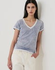 SHORT SLEEVE PIMA CLASSIC REVERSE SPRAY V-NECK TEE