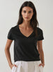 SHORT SLEEVE ICONIC PIMA STRETCH FITTED V-NECK TEE