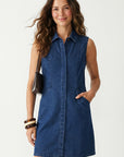 COLLARED TENCEL SLEEVELESS DRESS