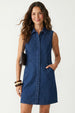 COLLARED TENCEL SLEEVELESS DRESS