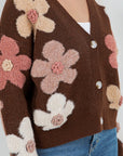 FUZZY FLORAL CARDIGAN