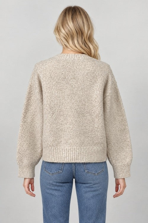 FALLING FLOWERS APPLIQUE SWEATER