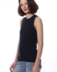 COTTON CASHMERE FRAYED TANK