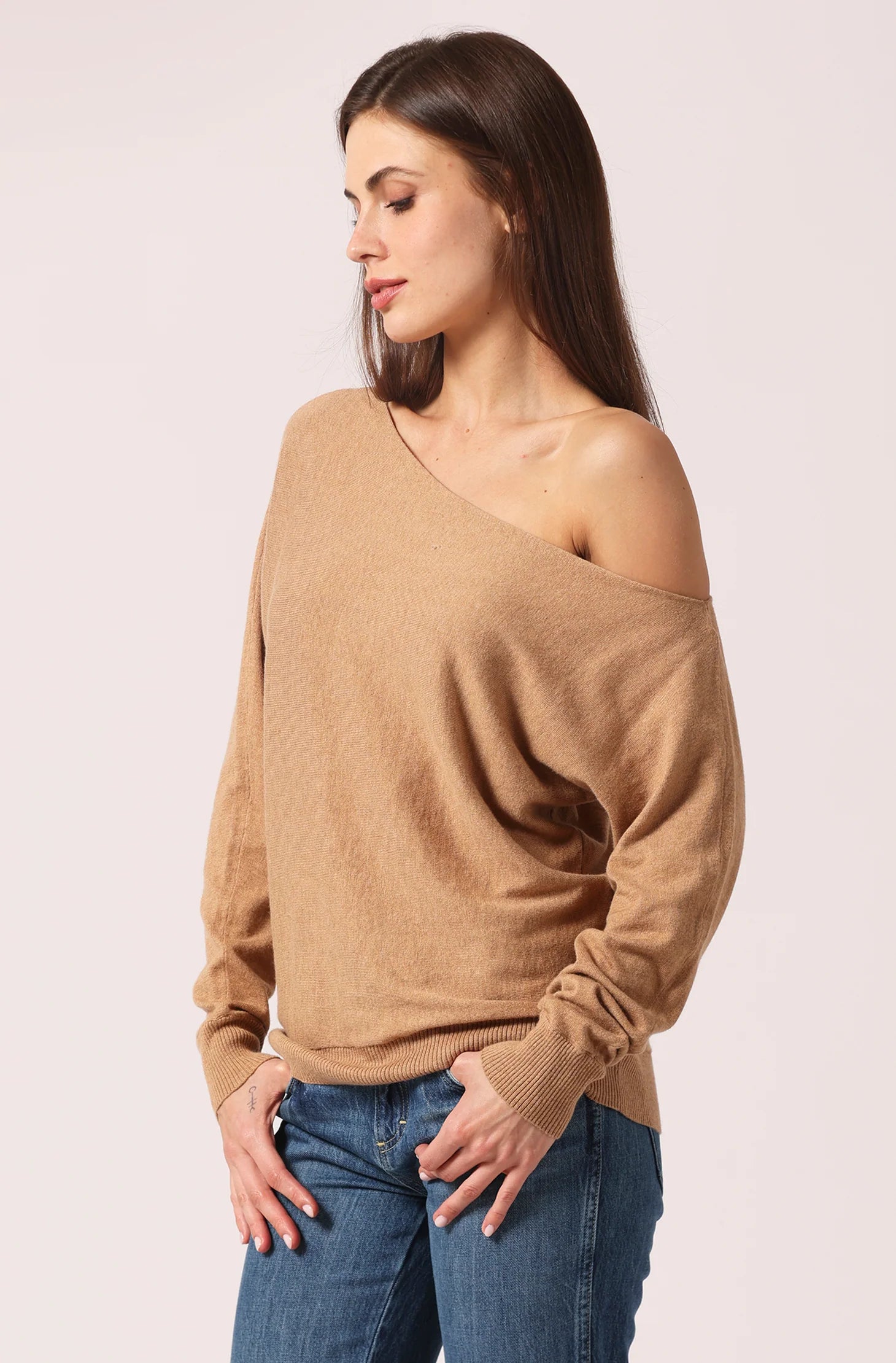COTTON CASHMERE OFF THE SHOULDER TOP