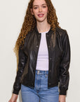 YELE RF SNAP FRONT LEATHER BOMBER JACKET