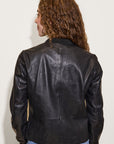 YELE RF SNAP FRONT LEATHER BOMBER JACKET