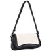 TWO TONE CURVED FLAP SHOULDER BAG