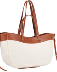 FAUX LEATHER TRIM TOTE BAG