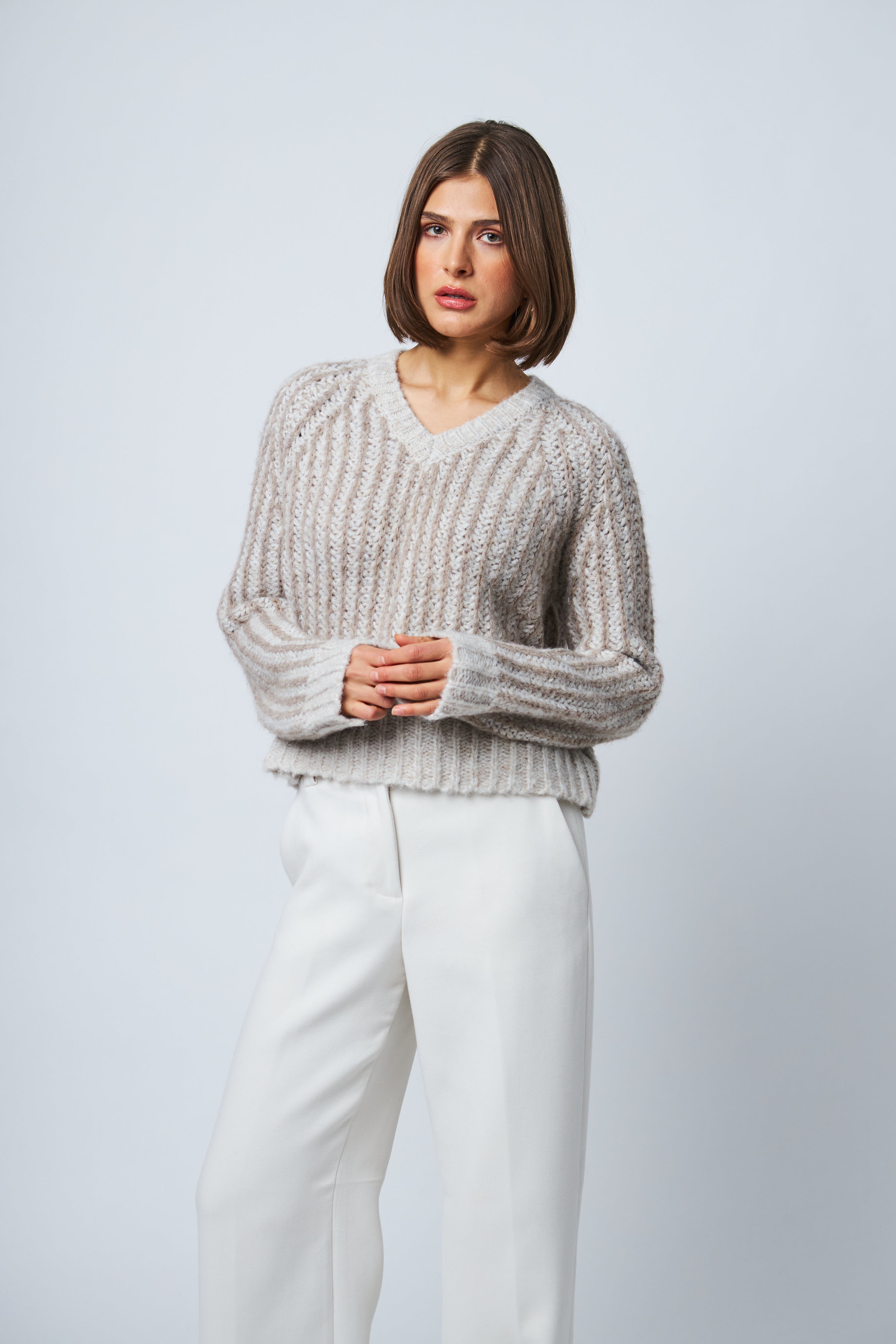 *COMING SOON* SYBIL VERTICAL STRIPE V-NECK SWEATER