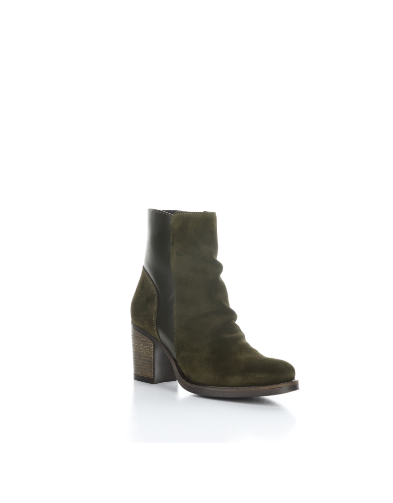 BIBOS RUCHED SUEDE &amp; LEATHER BOOTY - Med. Olive