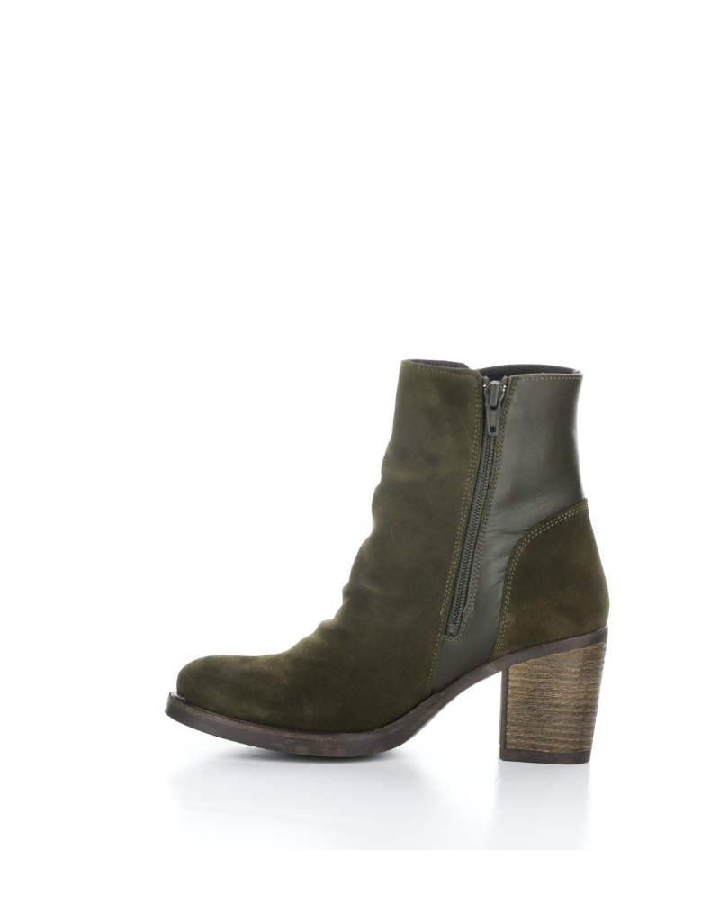 BIBOS RUCHED SUEDE &amp; LEATHER BOOTY - Med. Olive