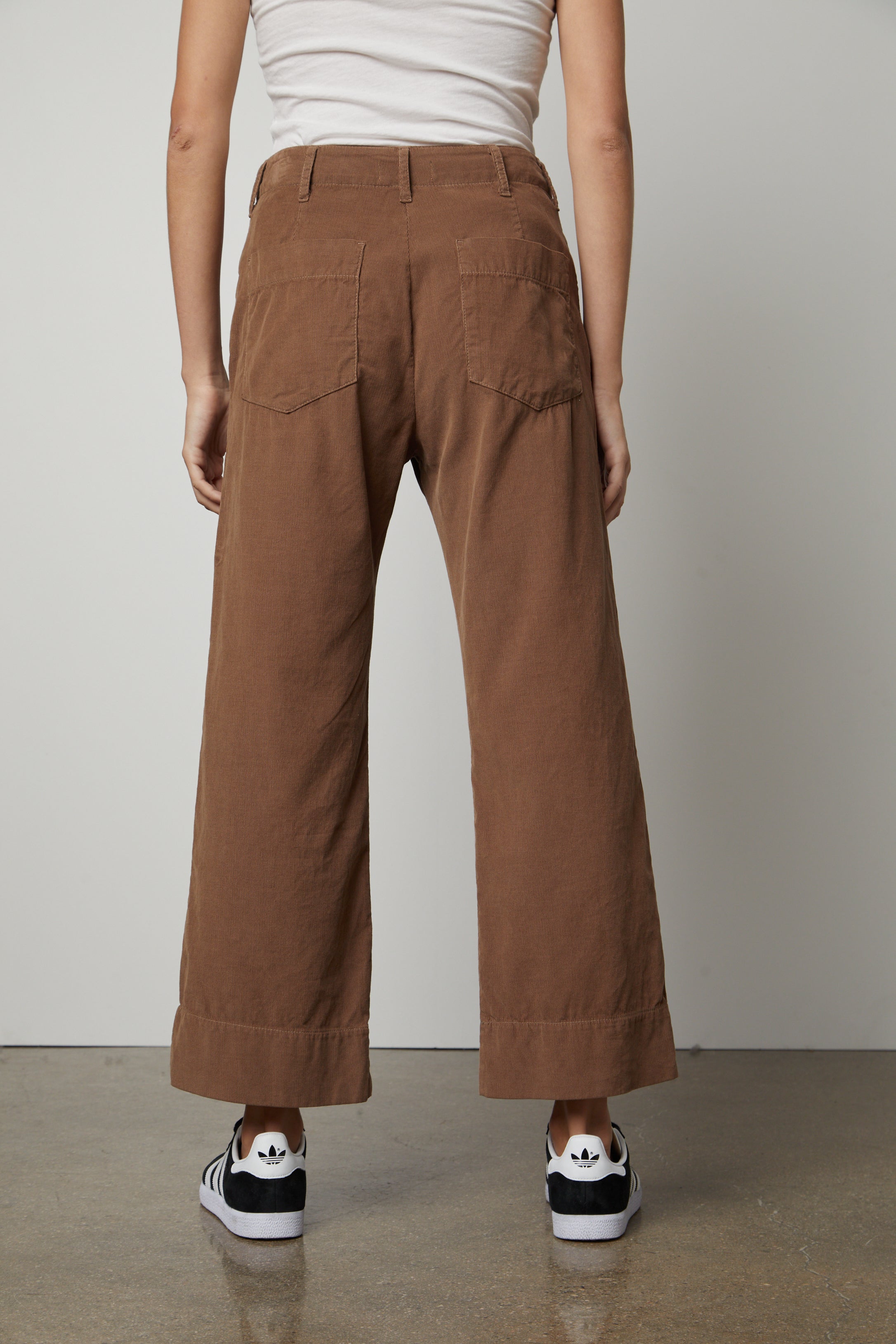 Brown wide shop leg corduroy pants