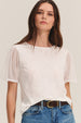 JUSTINE SHEER PUFF SLEEVE COTTON SLUB TOP