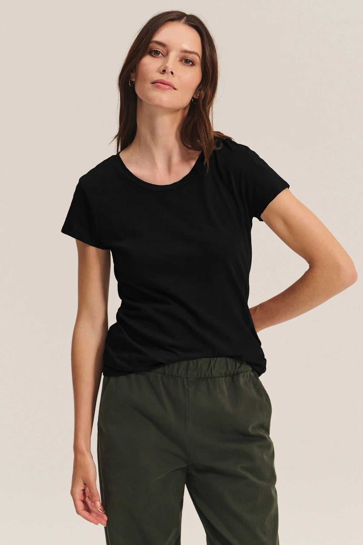 ODELIA COTTON SLUB SCOOP NECK TEE