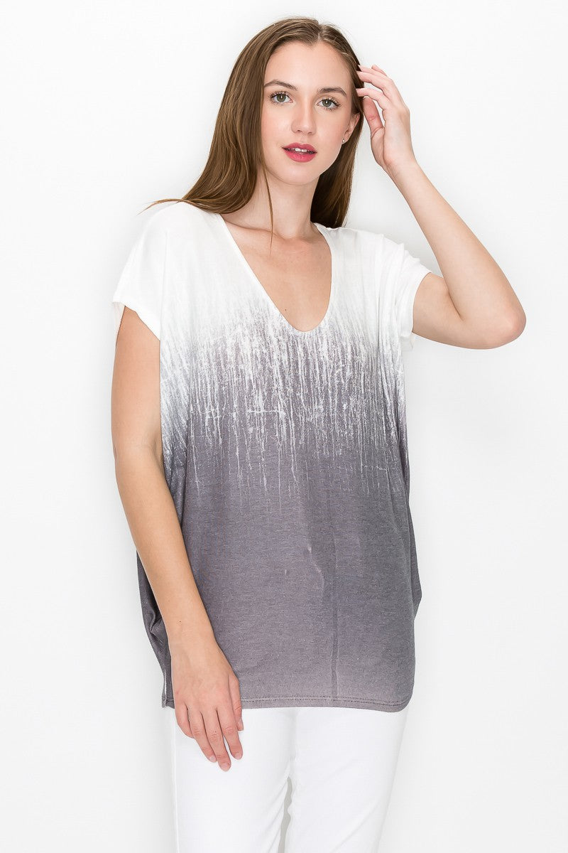 STATIC OMBRE V-NECK TEE