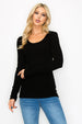 RIBBED SCOOP NECK LONG SLEEVE TEE