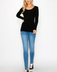 RIBBED SCOOP NECK LONG SLEEVE TEE