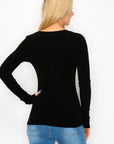 RIBBED SCOOP NECK LONG SLEEVE TEE