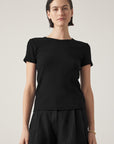 BEDFORD MODAL RIB SCOOP NECK SHORT SLEEVE TOP