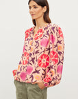 FRASER PRINTED SILK COTTON VOILE LONG SLEEVE BLOUSE
