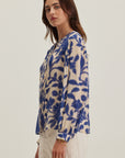 ELDA FLORAL PRINT LIGHT ROYAL CREPE BLOUSE