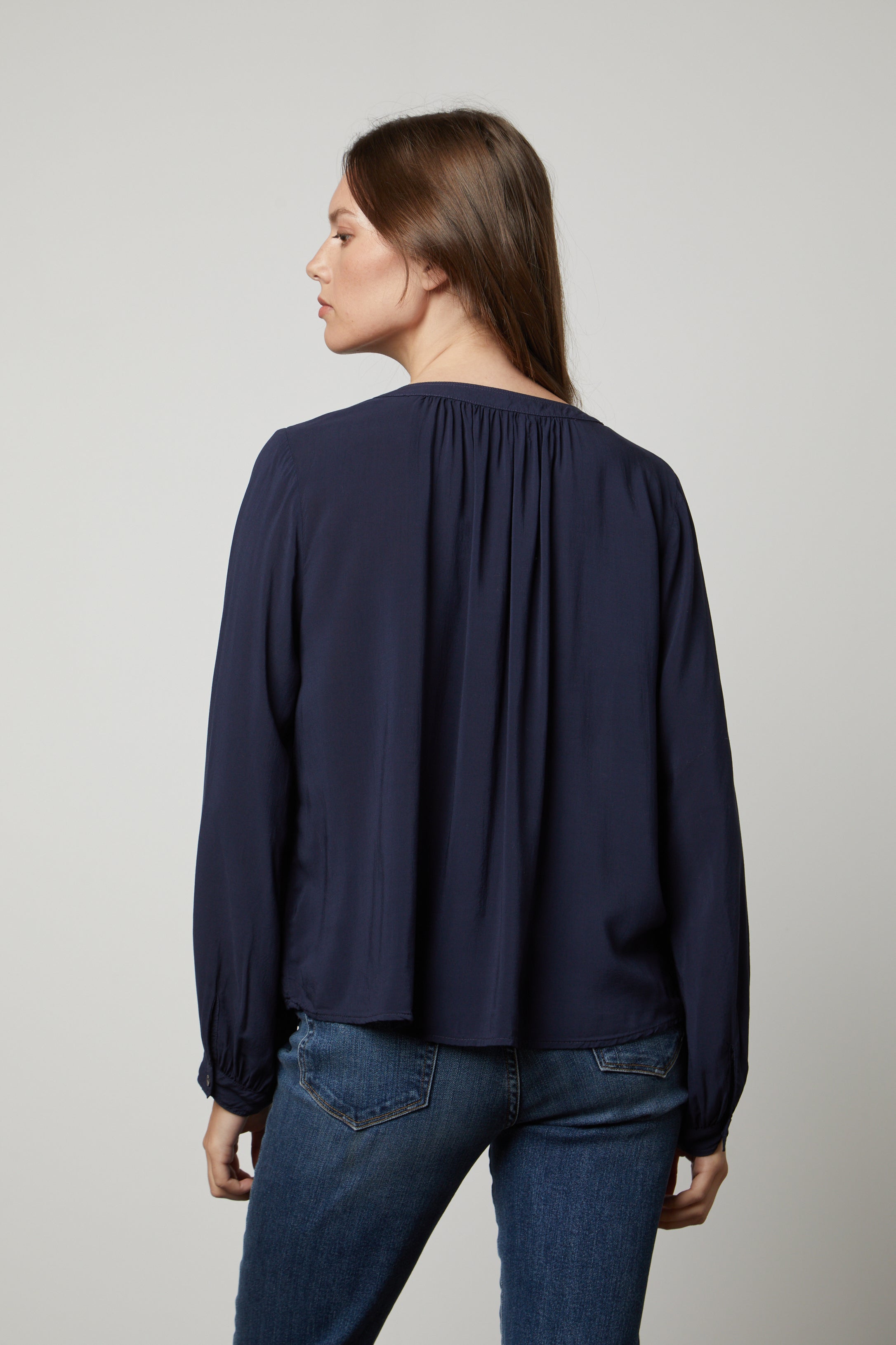 POSIE RAYON CHALLIS LONG SLEEVE BLOUSE