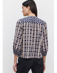 HADDON PRINTED COTTON CAMBRIC LONG SLEEVE TOP