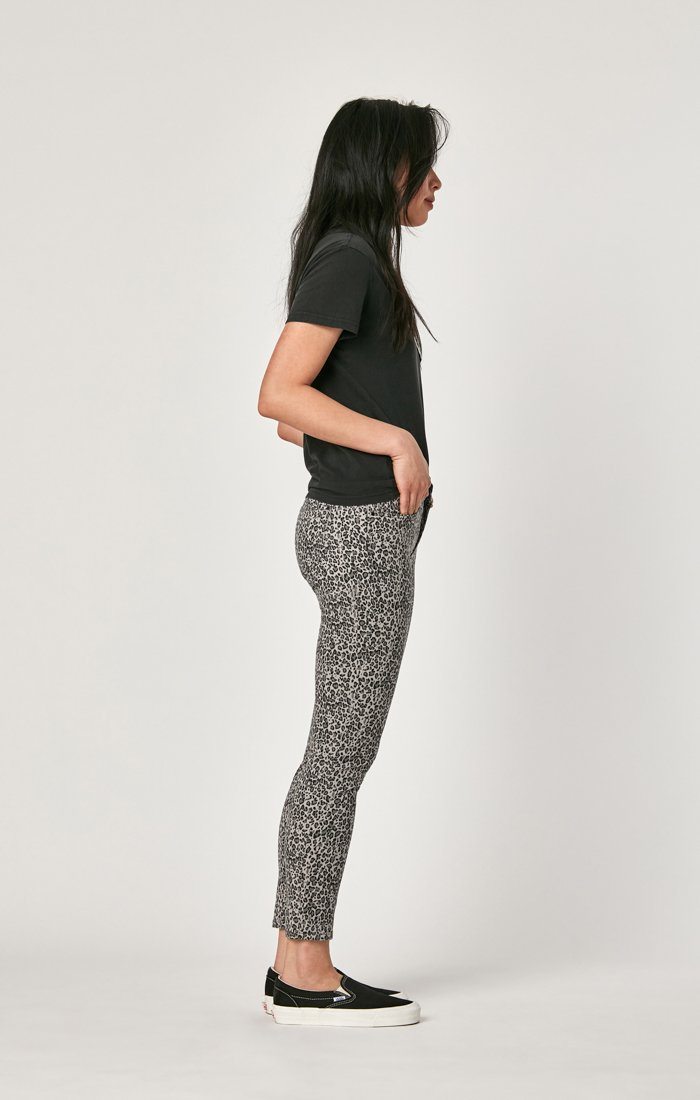 TESS HIGH RISE ANKLE SKINNY IN GREY LEOPARD