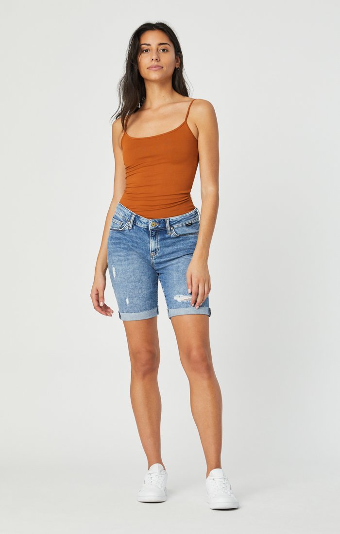 Blue jean top fringe shorts
