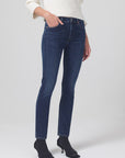 citizens of humanity skyla mid rise jean in dark blue front