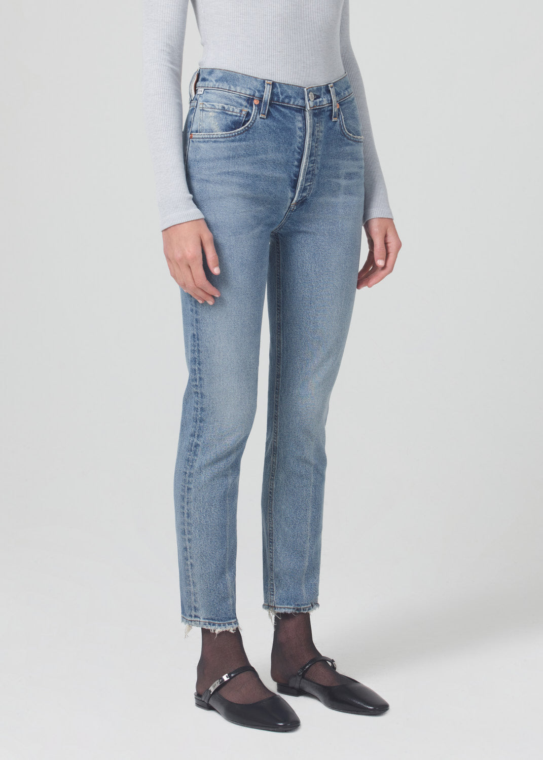 citizens of humanity high rise straight jeans in dimple front