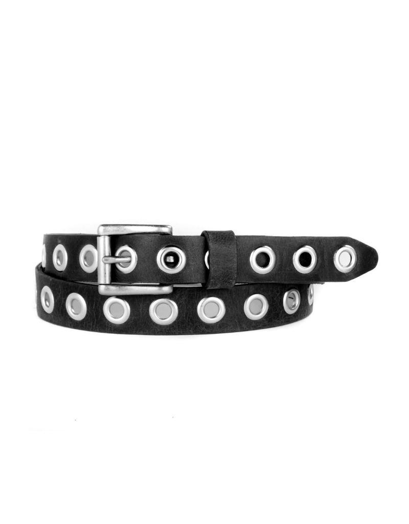 DAI SKINNY BELT WITH GROMMETS - Black