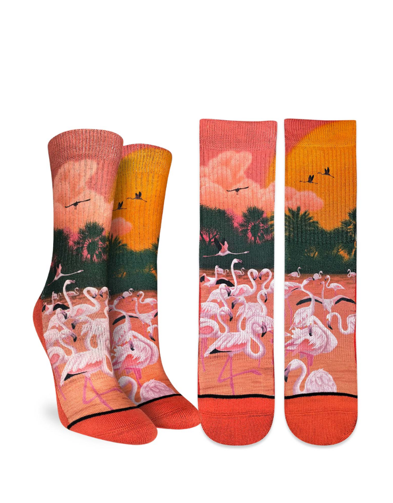 FLAMINGOS IN THE SUNSET ACTIVE SOCKS